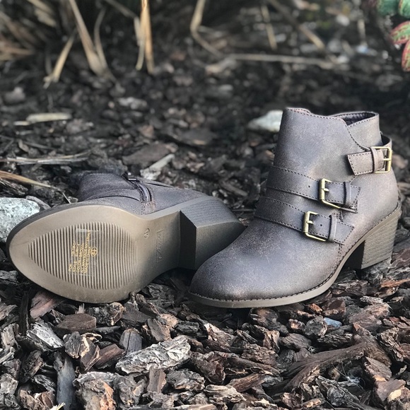Brown Distressed Metallic Booties - Picture 3 of 6